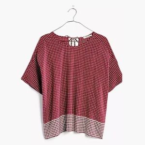 Madewell Ascot Tile Silk Premiere Bow-Back Tee M